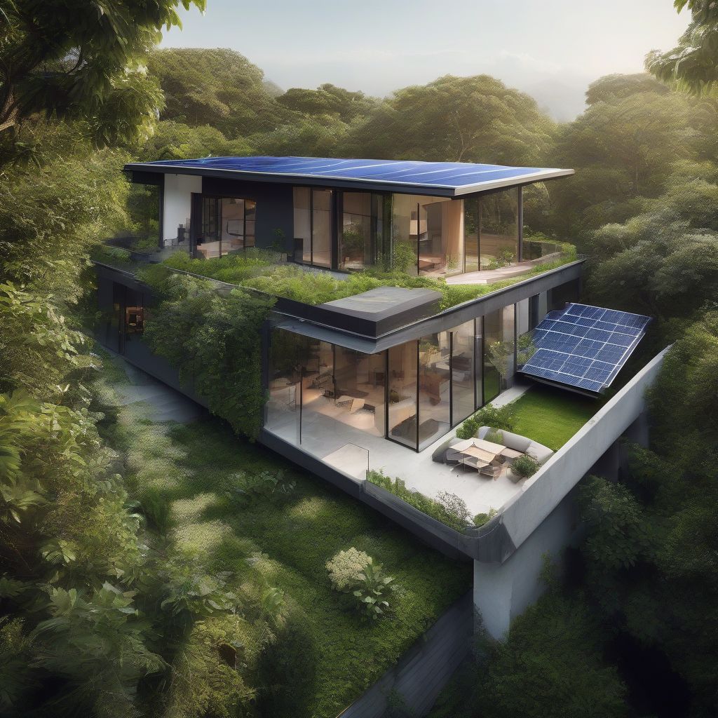 Modern Home with Solar Panels