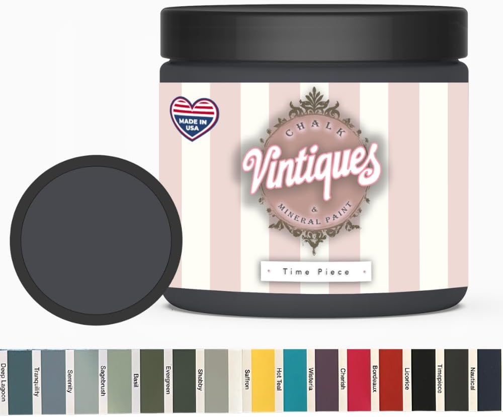 Chalk & Mineral Paint plus color card, Matte Finish- Easy Application for DIY Projects - Furniture, Wood, Metal, Home Decor and More, Time Piece, 8oz