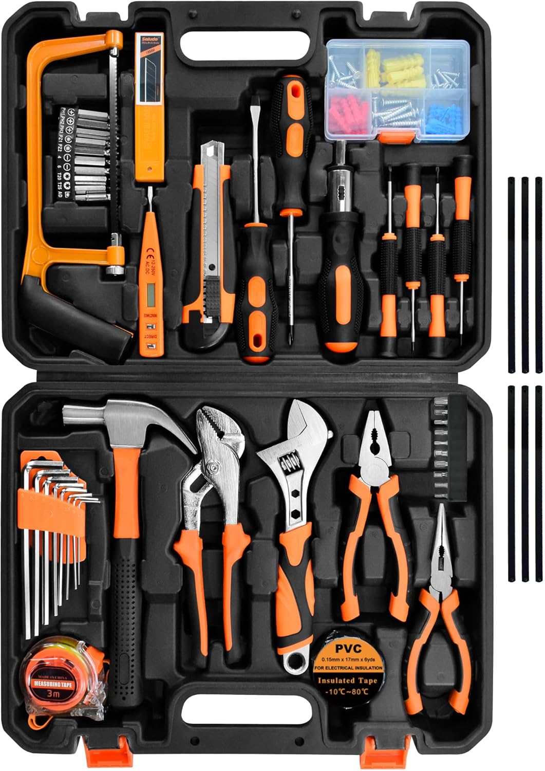 SOLUDE Tool Set,148-Piece Home Repair Tool Kit for Men Women College Students,Household Basic Hand Tool Sets with Case for Home Maintenance and DIY Projects